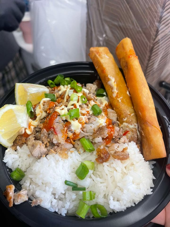 Filipino sisig chopped pork over rice